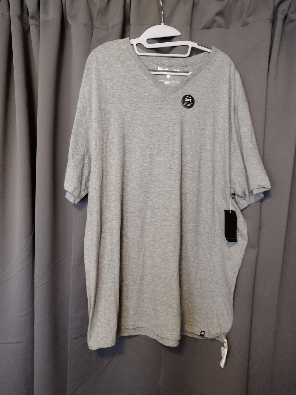Hurley Men's Grey V-Neck Short Sleeve Shirt